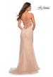 Picture of: Long Jeweled Pastel Prom Gown with Lace Up Back in Blush, Detail Picture 4