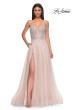Picture of: Prom Gown with Rhinestone Tulle and Illusion Corset Bodice in Blush , Style 32725, Detail Picture 4