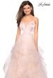 Picture of: Cascading Tulle Gown with Satin Top and V Back in Blush, Style: 27502, Detail Picture 5