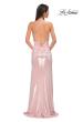 Picture of: Metallic Jersey Ruched Prom Dress with Rhinestone Bodice in Blush , Style 32793, Detail Picture 6