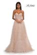 Picture of: Soft Ruffle Tulle Gown with an Illusion Corset Style Top in Blush , Style: 32528, Detail Picture 7