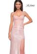 Picture of: Stunning Metallic Pastel Prom Dress with Intricate Ruched Corset Top in Blush , Style 32951, Detail Picture 7