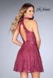 Picture of: Short Halter Top Dress with Scallop Keyhole Back in Boysenberry, Style: 25099, Back Picture