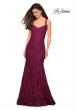 Picture of: Open Back Stretch Lace Long Prom Dress in Boysenberry, Style: 27709, Main Picture