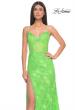 Picture of: Scallop Detail Lace Fitted Prom Dress with Illusion Bodice in Bright Green, Style: 32441, Detail Picture 8