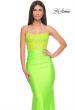 Picture of: Neon Ruched Jersey Dress with Illusion Corset Lace Top in Bright Green, Style: 32322, Detail Picture 9