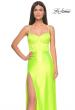 Picture of: Neon Stretch Satin Gown with Bustier Top and Lace Up Back in Bright Green, Style: 32262, Detail Picture 1