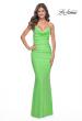 Picture of: Neon Rhinestone Embellished Ruched Prom Dress with Draped Neckline in Bright Green, Style: 31968, Detail Picture 2