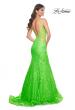 Picture of: Neon Long Mermaid Lace Dress with Back Rhinestone Detail in Bright Green, Style: 32314, Detail Picture 2
