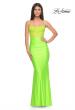 Picture of: Neon Ruched Jersey Dress with Illusion Corset Lace Top in Bright Green, Style: 32322, Detail Picture 2