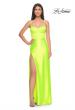 Picture of: Neon Stretch Satin Gown with Bustier Top and Lace Up Back in Bright Green, Style: 32262, Detail Picture 5