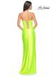 Picture of: Neon Stretch Satin Gown with Bustier Top and Lace Up Back in Bright Green, Style: 32262, Detail Picture 6