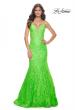 Picture of: Neon Long Mermaid Lace Dress with Back Rhinestone Detail in Bright Green, Style: 32314, Detail Picture 6