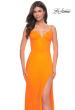 Picture of: Neon Rhinestone Fishnet Fitted Dress with Corset Top in Bright Orange, Style: 32427, Main Picture