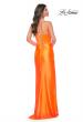 Picture of: Neon Stretch Satin Gown with Bustier Top and Lace Up Back in Bright Orange, Style: 32262, Detail Picture 8