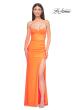 Picture of: Open Back Prom Dress with Rhinestone Detail Neckline in Bright Orange, Style 32851, Detail Picture 9