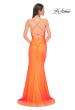 Picture of: Open Back Prom Dress with Rhinestone Detail Neckline in Bright Orange, Style 32851, Detail Picture 10