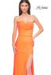 Picture of: Strapless Prom Dress with Ruching and Lace Detail Neckline and Back in Bright Orange, Style 32981, Detail Picture 11