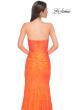 Picture of: Simple Long Stretch Lace Prom Dress with Ruching in Bright Orange, Style 32773, Detail Picture 12