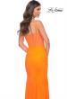 Picture of: Neon Rhinestone Fishnet Fitted Dress with Corset Top in Bright Orange, Style: 32427, Back Picture