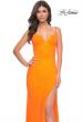 Picture of: Neon Rhinestone Fishnet Fitted Dress with Corset Top in Bright Orange, Style: 32427, Detail Picture 1