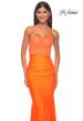 Picture of: Neon Gorgeous Rhinestone Bodice with Ruched Jersey Skirt Prom Dress in Bright Orange, Style: 32325, Detail Picture 2