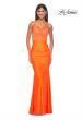 Picture of: Neon Gorgeous Rhinestone Bodice with Ruched Jersey Skirt Prom Dress in Bright Orange, Style: 32325, Detail Picture 6