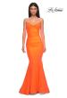 Picture of: Simple Jersey Mermaid Prom Dress with Sweetheart Neckline in Bright Orange, Style 32872, Detail Picture 7