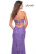 Picture of: Bright Stretch Lace Prom Dress with Deep V Neckline in Bright Purple, Detail Picture 4