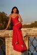 Picture of: Fitted Long Jersey Prom Dress with Ruching and Lace Up Back in Red, Style: 31618, Detail Picture 1