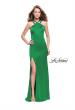 Picture of: Satin Prom Gown with Beaded Straps and Open Back in Bright Emerald, Style: 25906, Main Picture