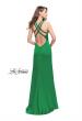 Picture of: Satin Prom Gown with Beaded Straps and Open Back in Bright Emerald, Style: 25906, Back Picture