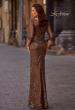 Picture of: Three-Quarter Sleeve Sequin Dress with Ruching, Style: 29195, Back Picture