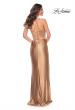 Picture of: Stretch Satin Gown with Bustier Top and Lace Up Back in Bronze, Style: 32264, Detail Picture 9