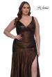 Picture of: Gorgeous Metallic Curve Dress with V Neck and Ruching in Bronze , Style: 33021, Detail Picture 5