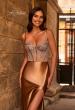 Picture of: Rhinestone Corset Prom Dress with Stretch Satin Skirt in Bronze , Style 32691, Main Picture