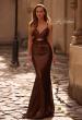 Picture of: Cut Out Prom Dress with Metallic Stretch Jersey Fabric in Bronze , Style: 33085, Main Picture