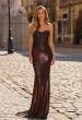 Picture of: Metallic Lace Evening Gown with Embroidered Bodice in Bronze, Style: 33466, Main Picture