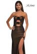 Picture of: Cut Out Strapless Prom Dress with Rosette Front Detail in Bronze , Style: 32987, Detail Picture 8