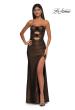 Picture of: Cut Out Strapless Prom Dress with Rosette Front Detail in Bronze , Style: 32987, Detail Picture 10