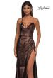 Picture of: Metallic Jersey Dress with Side Ruching and High Slit in Bronze , Style: 32884, Detail Picture 13