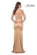 Picture of: Chic Stretch Satin Gown with V Neckline and Ruching in Bronze, Style: 32075, Back Picture