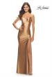 Picture of: Fitted Liquid Jersey Dress with High Slit and Open Back in Bronze, Style: 31208, Detail Picture 1