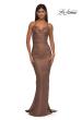 Picture of: Ruched Long Metallic Gown with Low Back and Criss Cross Straps in Bronze , Style: 32973, Detail Picture 1