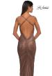 Picture of: Ruched Long Metallic Gown with Low Back and Criss Cross Straps in Bronze , Style: 32973, Detail Picture 6