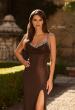 Picture of: Metallic Jersey Gown with Beaded Straps and Lace-Up Back in Bronze, Style: 33664, Detail Picture 6