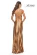 Picture of: Fitted Liquid Jersey Dress with High Slit and Open Back in Bronze, Style: 31208, Detail Picture 7