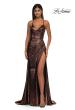Picture of: Metallic Jersey Dress with Side Ruching and High Slit in Bronze, Style: 32884, Detail Picture 7
