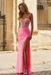 Picture of: Strapless Embellished Corset Gown with High Slit and Lace-Up Back in Bubblegum Pink, Style: 33355, Detail Picture 11