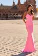 Picture of: Ruched Jersey Gown with Crisscross Open Back in Bubblegum Pink, Style: 33723, Detail Picture 11, Landscape